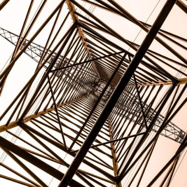 Electricity pylon from below